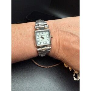 Chico's CH-201 Silver Tone Rectangular Watch Japan Movement Art Deco Style